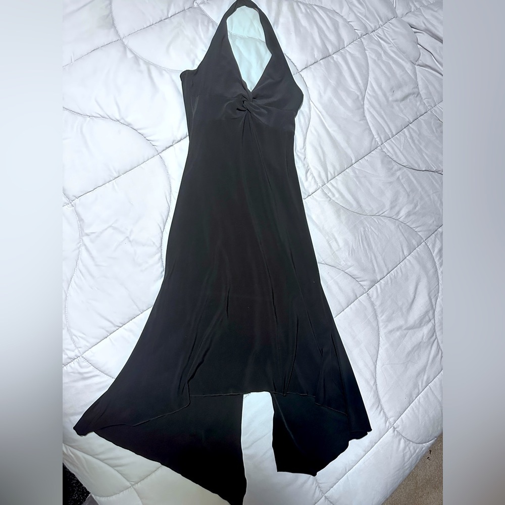 Halter black fitted dress. Slit in front. Size small.